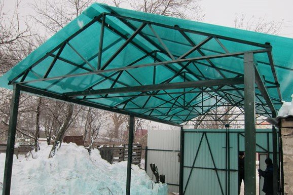 Двускатный навес из поликарбоната в Новокузнецке